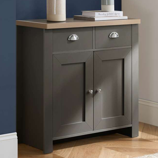 Birlea Highgate 2 Door 2 Drawer Dark Grey and Oak Sideboard - image 1