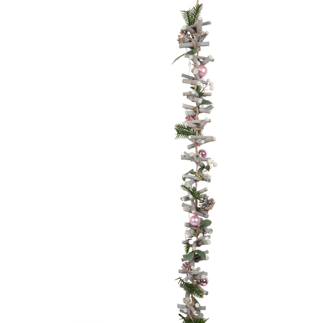 LED Blush Bauble Driftwood Garland - Pink - image 1