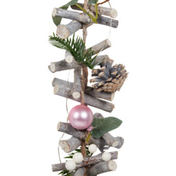LED Blush Bauble Driftwood Garland - Pink - thumbnail 2