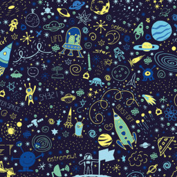 Origin Murals Space Doodle Text Blue Wall Mural - thumbnail 2