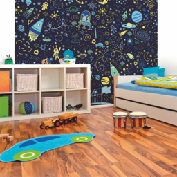 Origin Murals Space Doodle Text Blue Wall Mural - thumbnail 3