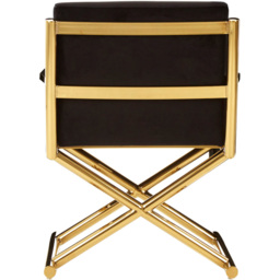 Premier Housewares Hendricks Black Velvet Gold Cross Legs Chair - thumbnail 4