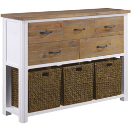 Baumhaus Splash of White 5 Drawer Single Shelf White Console Table - thumbnail 2
