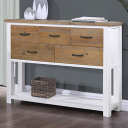 Baumhaus Splash of White 5 Drawer Single Shelf White Console Table - thumbnail 1