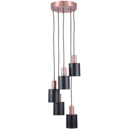 Pacific Lifestyle Biba Black and Antique 5 Drop Pendant Light