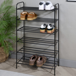 Argento 6 Tier Metal Shoe Rack Black - thumbnail 2
