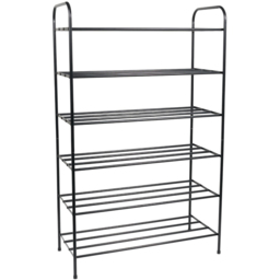 Argento 6 Tier Metal Shoe Rack Black