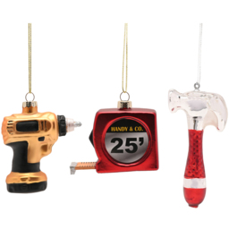 The Seasonal Gift Co Glass Tool Hanging Decoration 3 Piece