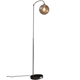 Kliving Bianca Ribbed Glass Shade Satin Nickel Floor Lamp - thumbnail 1