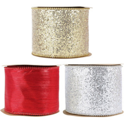 Single Wide Christmas Ribbon 4.5m in Assorted styles - thumbnail 1