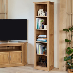 Baumhaus Mobel 5 Shelf Oak Narrow Bookcase - thumbnail 2