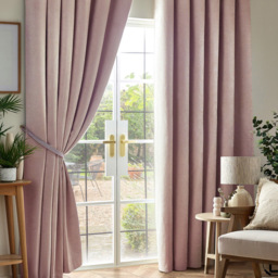 Alan Symonds Chenille Blackout Pencil Pleat Curtains Pink 168cm x 229cm