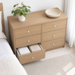 Core Products Freya Smoked Oak Foil Finish 6 Drawer Double Wide Chest of Drawers - thumbnail 4