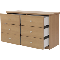 Core Products Freya Smoked Oak Foil Finish 6 Drawer Double Wide Chest of Drawers - thumbnail 3