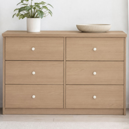 Core Products Freya Smoked Oak Foil Finish 6 Drawer Double Wide Chest of Drawers - thumbnail 1