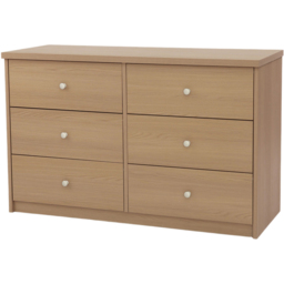 Core Products Freya Smoked Oak Foil Finish 6 Drawer Double Wide Chest of Drawers - thumbnail 2