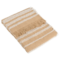 Hoem Jour Nougat Woven Fringed Throw 130 x 180cm