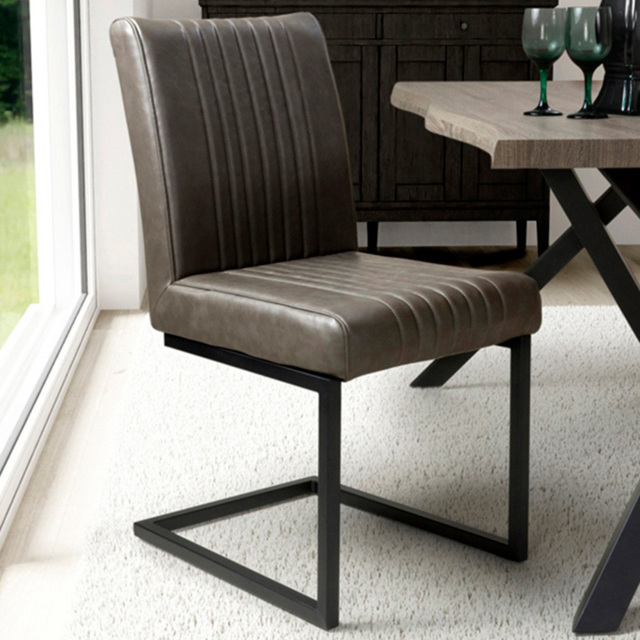 Archer Set of 2 Grey Leather Effect Dining Chair - image 1