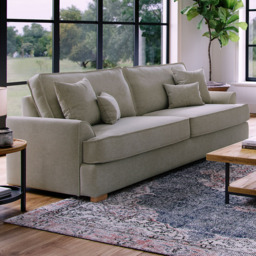 Alba City 4 Seater Stone Fabric Sofa