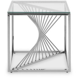 Premier Housewares Silver Frame End Table with Glass Top - thumbnail 2