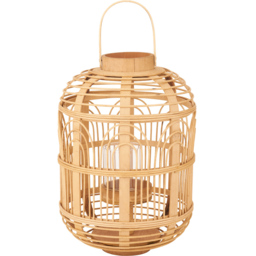 Pacific Lifestyle Glass and Natural Bamboo Small Lantern - thumbnail 1