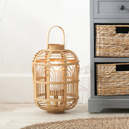 Pacific Lifestyle Glass and Natural Bamboo Small Lantern - thumbnail 2
