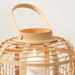 Pacific Lifestyle Glass and Natural Bamboo Small Lantern - thumbnail 3