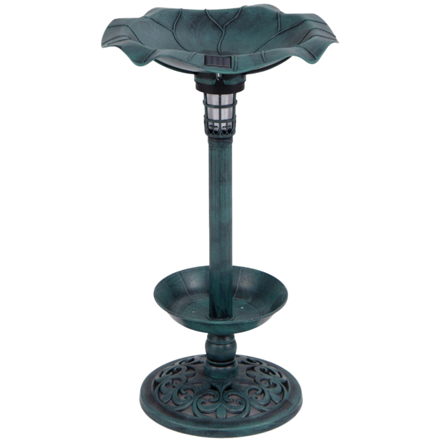 Costway Antique Solar Bird Bath and Feeder with LED - image 1