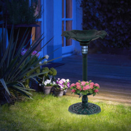 Costway Antique Solar Bird Bath and Feeder with LED - thumbnail 4