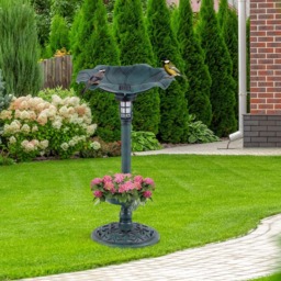 Costway Antique Solar Bird Bath and Feeder with LED - thumbnail 2
