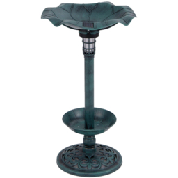 Costway Antique Solar Bird Bath and Feeder with LED - thumbnail 1