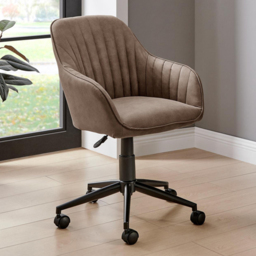 Furniturebox Brooker Brown Faux Leather Office Swivel Chair