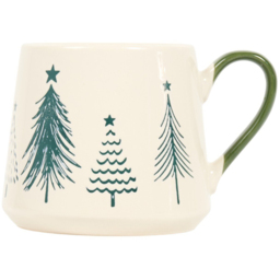 Cream Stoneware Christmas Tree Mug - thumbnail 1