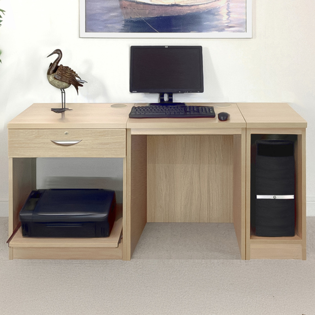 R White Cabinets SET-10-IN-ST Single Drawer Computer Desk Brown - image 1