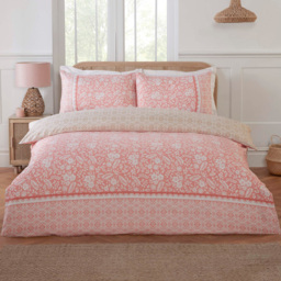 Rapport Home Eleanor King Size Pink Eleanor Floral Polyester Reversible Duvet Cover Set