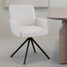 Living and Home Linen White Swivel Chair with Iron Legs