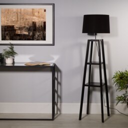 Wooden Plant Stand Floor Lamp - Black - thumbnail 4
