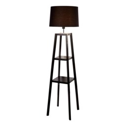 Wooden Plant Stand Floor Lamp - Black - thumbnail 2