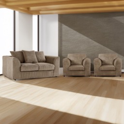 Luxor 4 Seater Coffee Jumbo Cord Sofa Set with Scatter Back