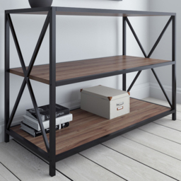 Decorotika Xena Walnut and Black 2 Shelf TV Unit