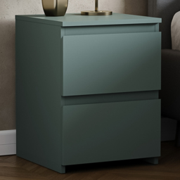 Vida Designs Denver Jasper Green 2 Drawer Large Bedside Chest - thumbnail 1
