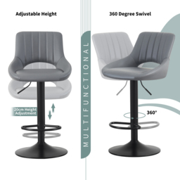 Stacey Grey Adjustable Breakfast Bar Stool with Footrest Set of 2 - thumbnail 4