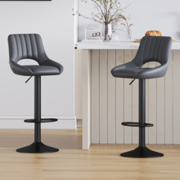 Stacey Grey Adjustable Breakfast Bar Stool with Footrest Set of 2 - thumbnail 1