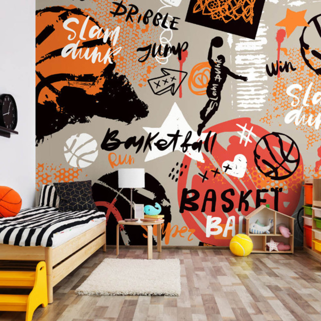 Origin Murals Graffiti Basketball Orange Wall Mural - image 1