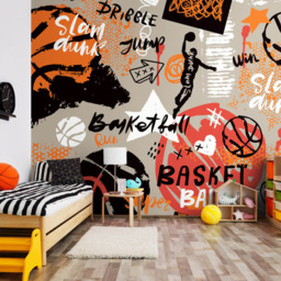 Origin Murals Graffiti Basketball Orange Wall Mural