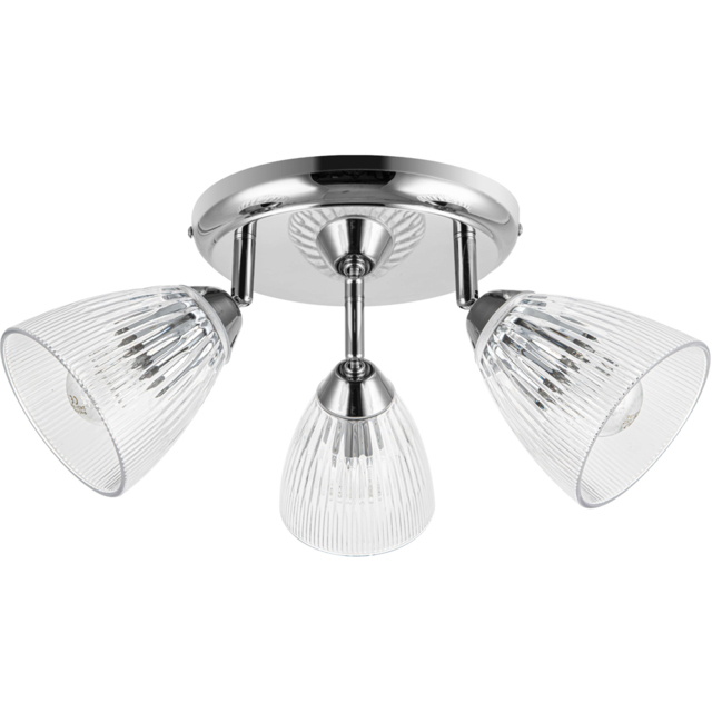 Cosylyte Athella Bathroom 3 Light Ribbed Glass Spotlight - image 1
