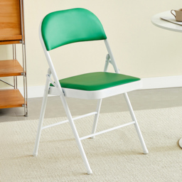 Green Padded Folding Metal Dining Chair Set of 2