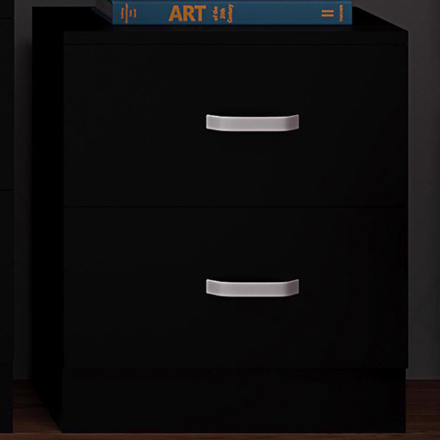 FWStyle Tunis 2 Drawer Matt Black Bedside Table - image 1