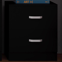 FWStyle Tunis 2 Drawer Matt Black Bedside Table - thumbnail 1