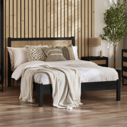 Julian Bowen Padstow Rattan King Size Black Bed Frame